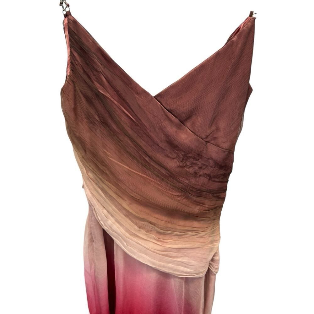 Vintage Y2K 100% Silk Ombre Fairy Dress Chain Strap Asym Midi 8 - Picture 8 of 16